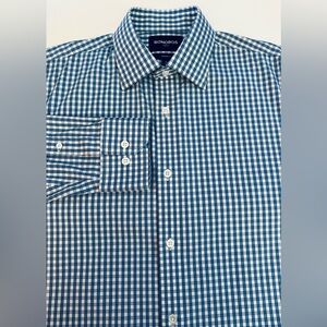 BONOBOS Shirt Sz 16-34 L Standard Fit Tech Button Up Preppy Stretch Gingham Dad